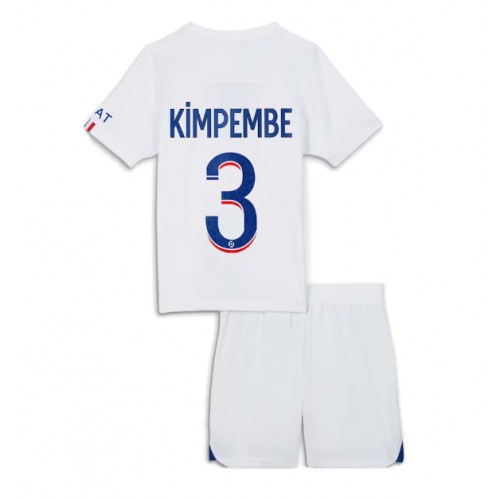 Dres Paris Saint-Germain Presnel Kimpembe #3 Gostujuci za djecu 2023-24 Kratak Rukav (+ kratke hlače)